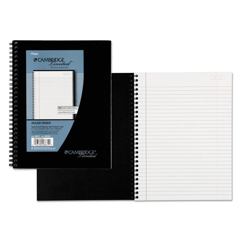 Cambridge MEA06672 Side Bound Ruled Meeting Notebook, Legal Rule, 9 1/2 x 6 5/8, 80 Sheets