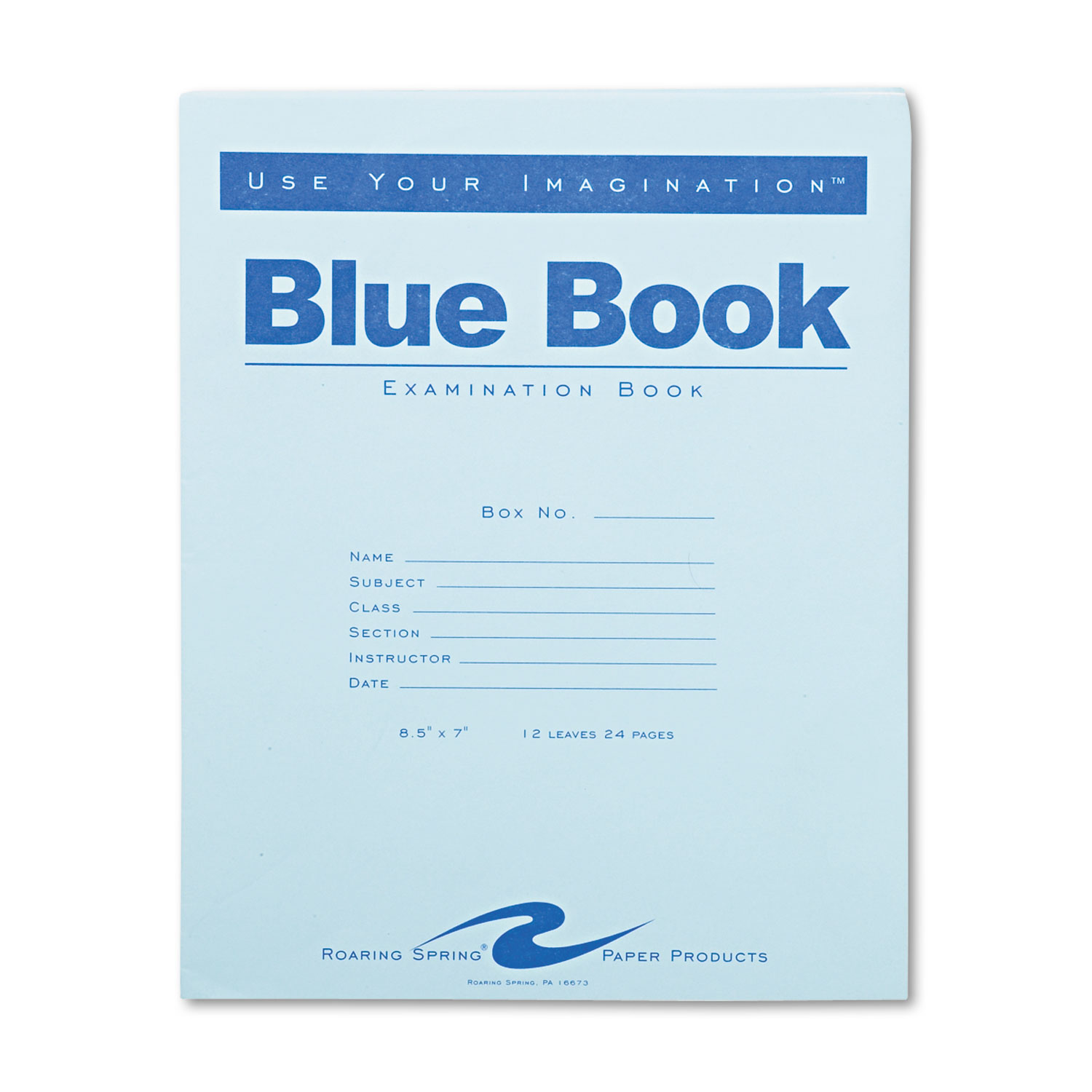 Roaring Spring ROA77513  Exam Blue Book, Legal Rule, 8 1/2 x 7, White, 12 Sheets/24 Pages