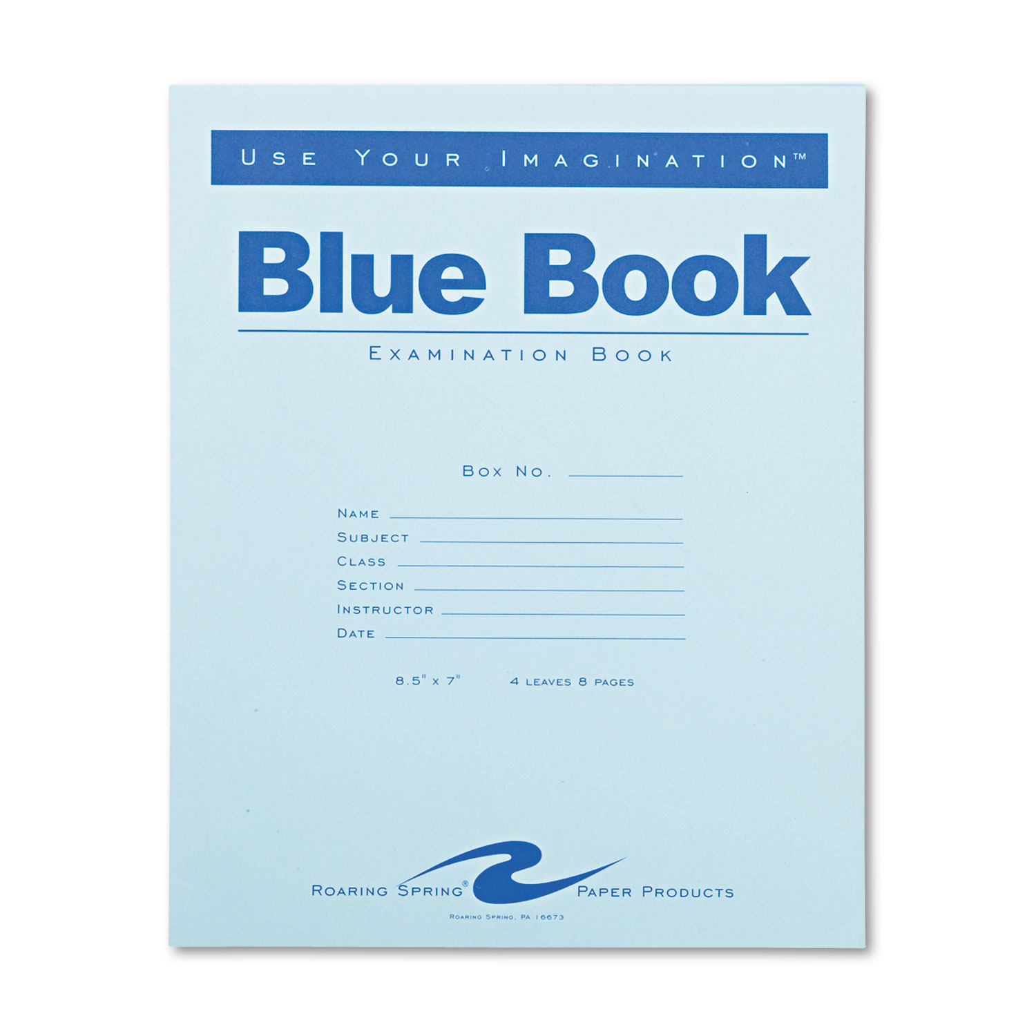 Roaring Spring ROA77510  Exam Blue Book, Legal Rule, 8 1/2 x 7, White, 4 Sheets/8 Pages