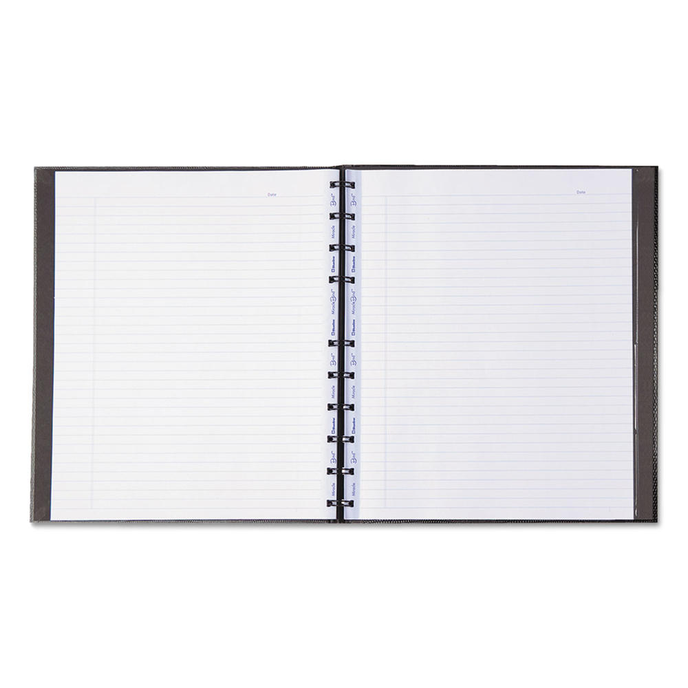 Blueline REDAF1115081 MiracleBind Notebook, College/Margin, 11 x 9 1/16, White, Black Cover, 75 Sheets