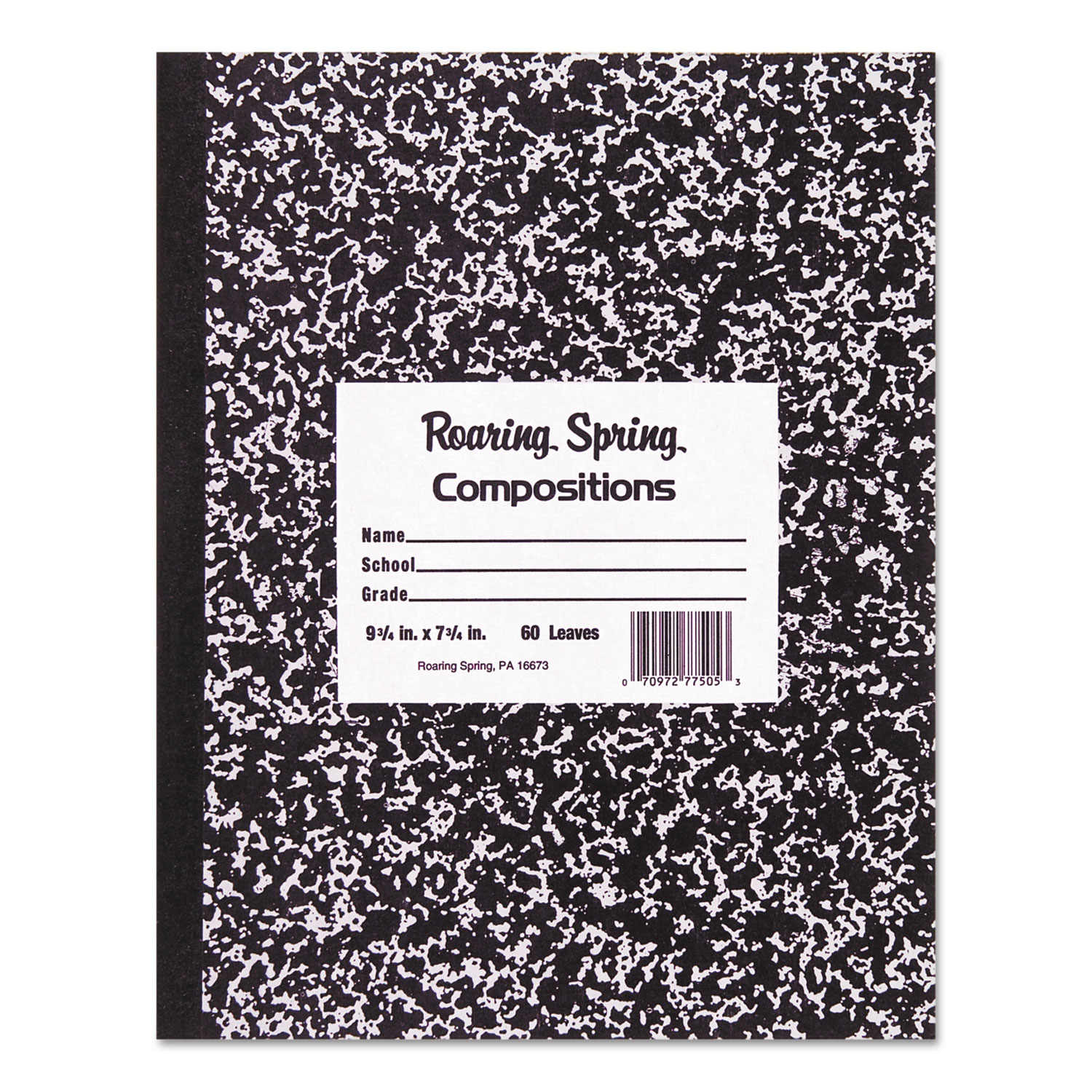 Roaring Spring ROA77332  Marble Cover Composition Book, Wide Rule, 8 1/2 x 7, 36 Pages