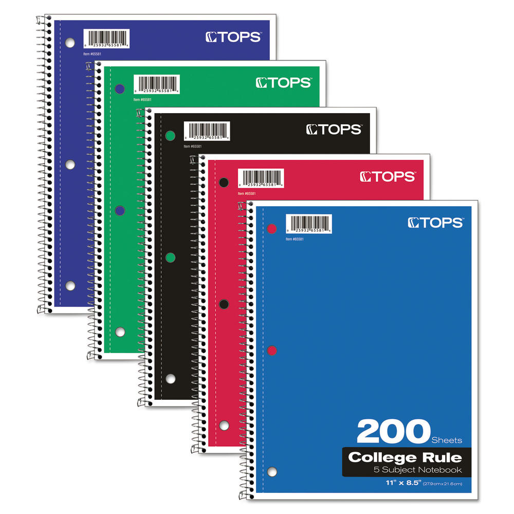 TOPS TOP65581 &#8482; Coil Lock Wirebound Notebooks, College/Medium, 11 x 8 1/2, White, 200 Sheets