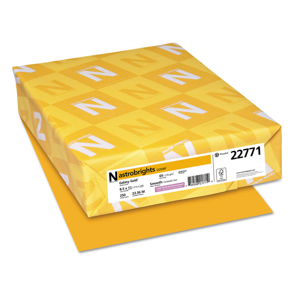 Astrobrights WAU22771 Color Cardstock, 65lb, 8 1/2 x 11, Galaxy Gold, 250 Sheets