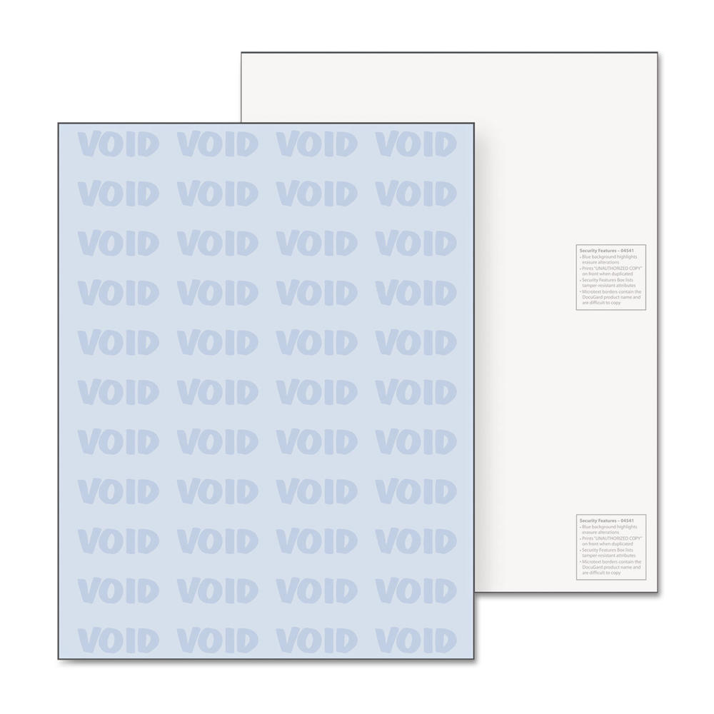 DocuGard PRB04541 ™ Standard Medical Security Paper, Blue, 6 Features, 8 1/2 x 11, 500/Ream