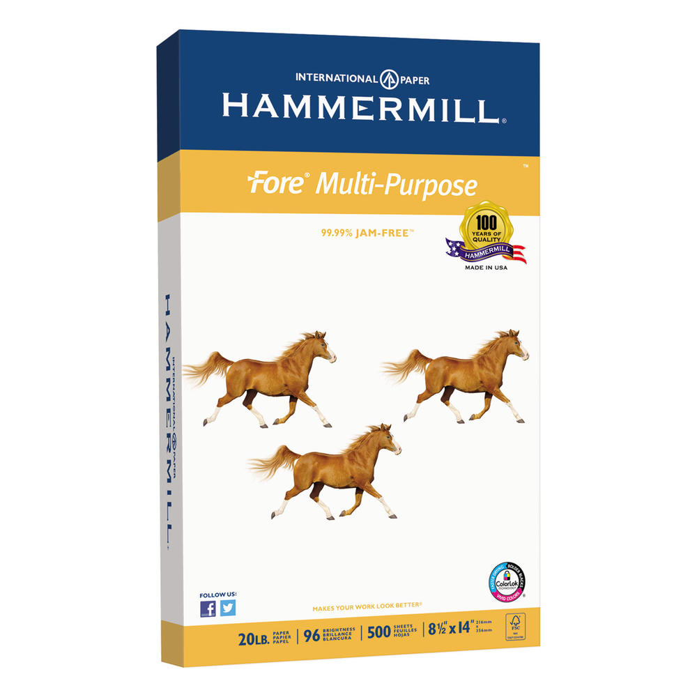 Hammermill HAM103291 Fore MP Multipurpose Paper, 96 Brightness, 20 lb, 8-1/2 x 14, White, 500/Ream