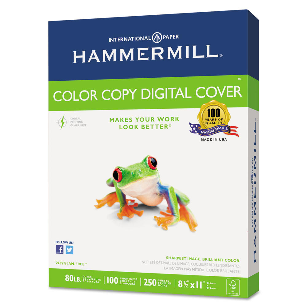 Hammermill HAM120023 Copier Digital Cover Stock, 80 lbs., 8 1/2 x 11, Photo White, 250 Sheets