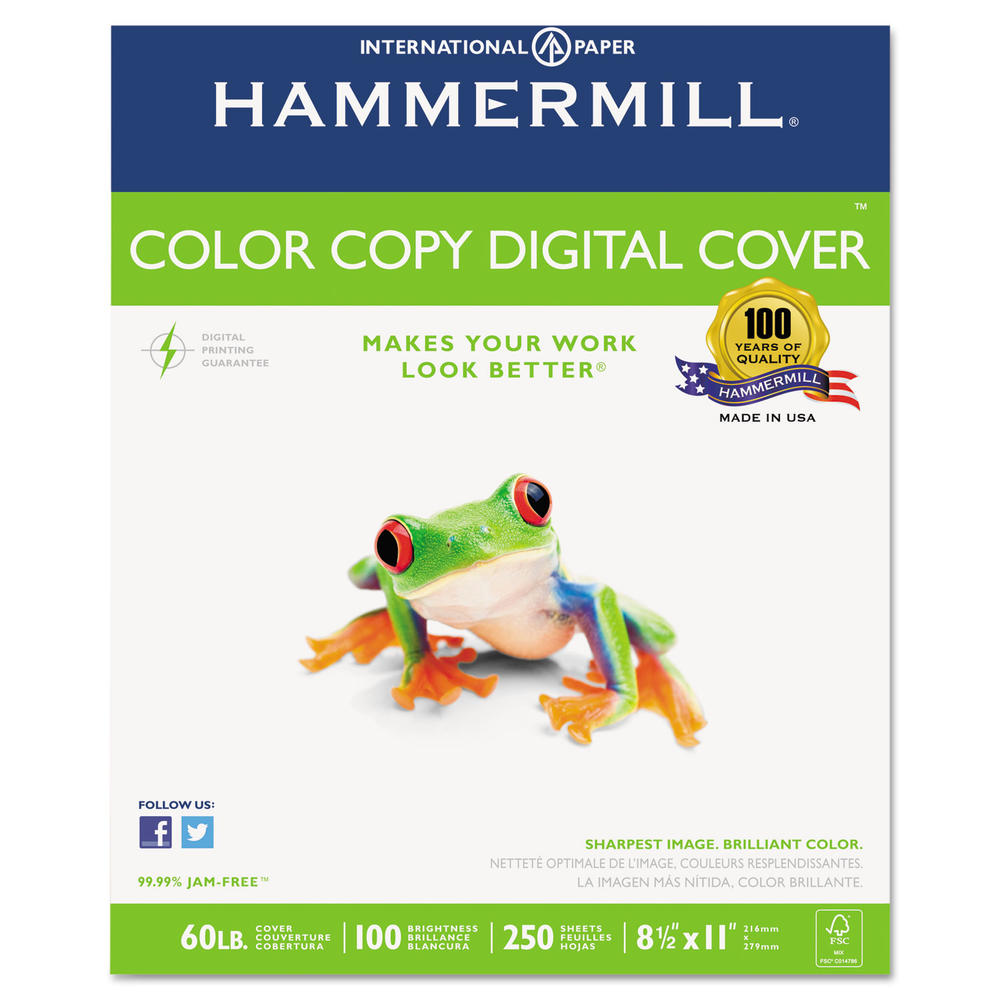 Hammermill HAM122549 Copier Digital Cover Stock, 60 lbs., 8 1/2 x 11, Photo White, 250 Sheets