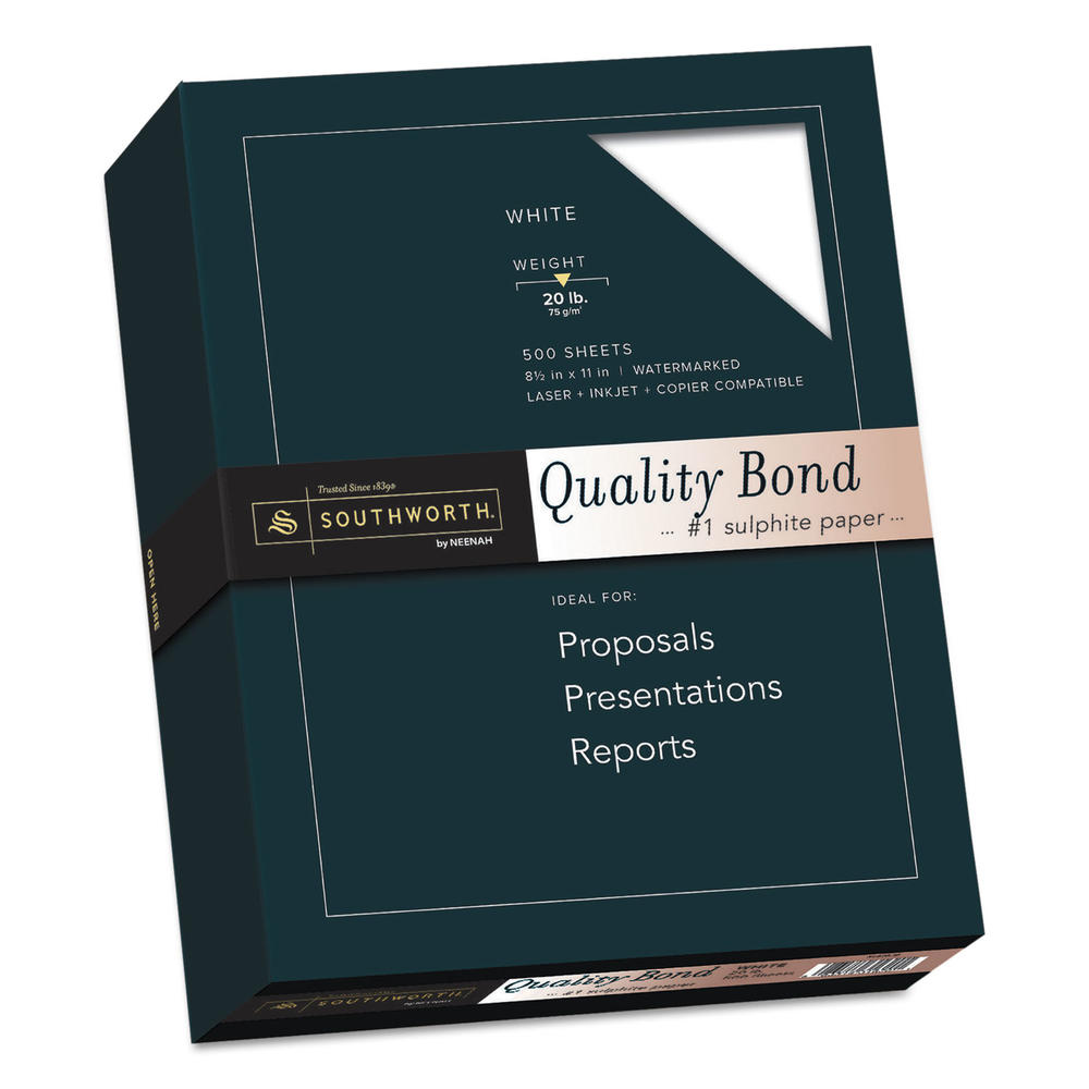 Southworth SOU3162010 Quality Bond #1 Sulphite Paper, 20lb, 95 Bright, Wove, 8 1/2 x 11, 500 Sheets