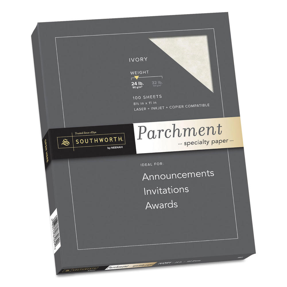 Southworth SOUP984CK336 Parchment Specialty Paper, Ivory, 24lb, 8 1/2 x 11, 100 Sheets