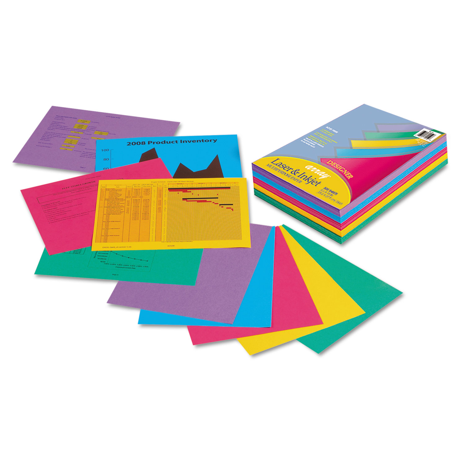Pacon PAC101346 Array Colored Bond Paper, 24lb, 8-1/2 x 11, Assorted Designer Colors, 500/Ream