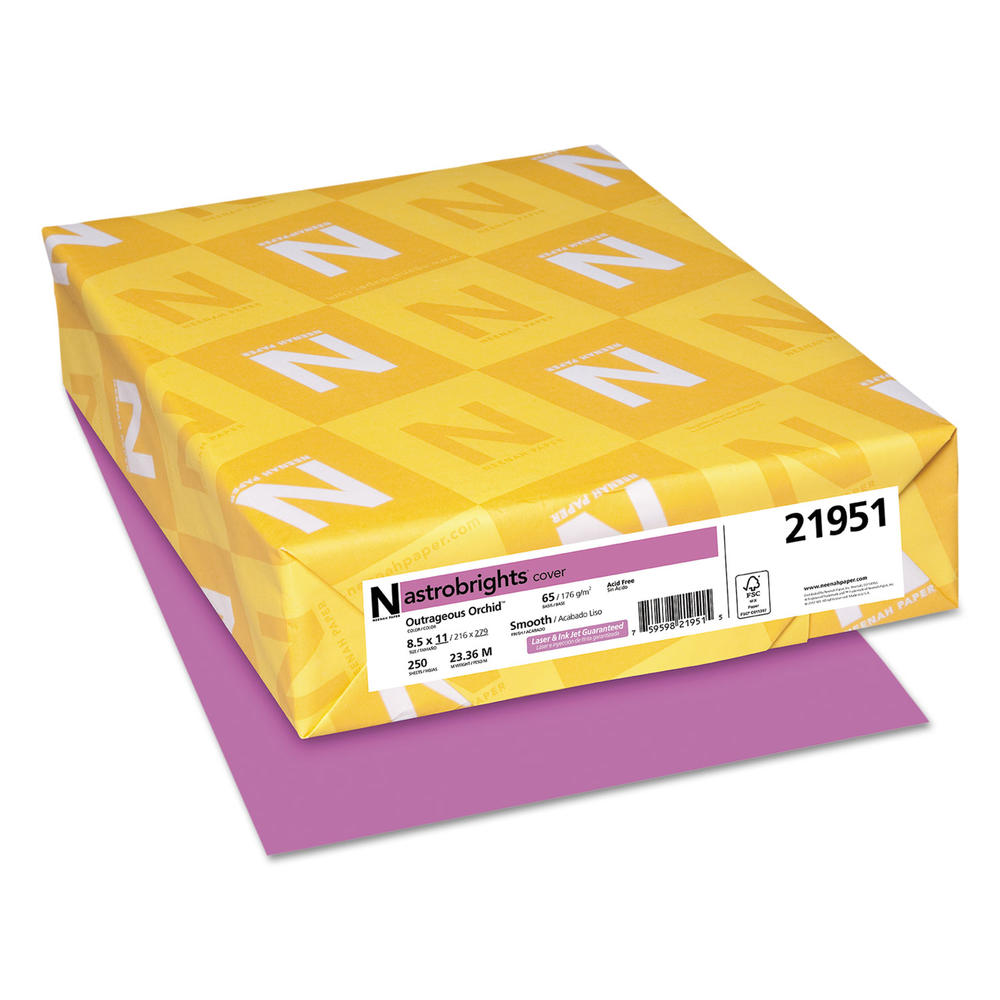 Astrobrights WAU21951 Color Cardstock, 65 lb, 8 1/2 x 11, Outrageous Orchid, 250 Sheets