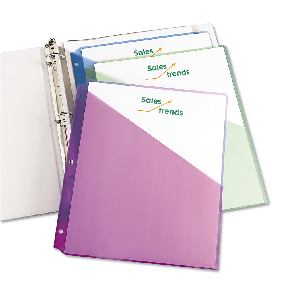 Avery AVE75254  Binder Pockets, 3-Hole Punched, 9 1/4 x 11, Assorted Colors, 5/Pack