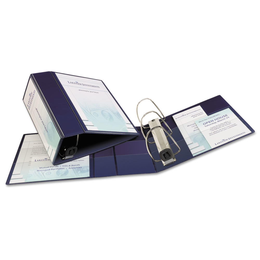 Avery AVE79806 Heavy-Duty View Binder w/Locking 1-Touch EZD Rings, 5" Cap, Navy Blue