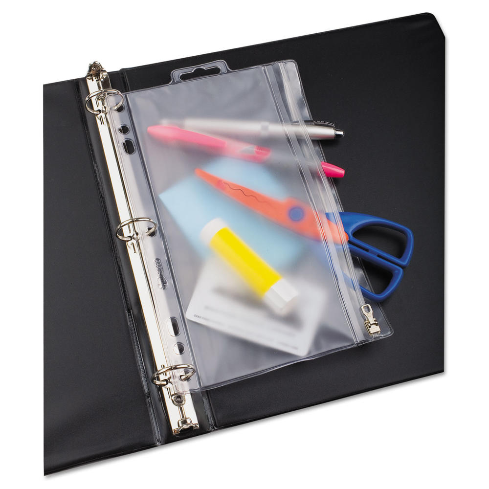 Oxford OXF68599  Zippered Ring Binder Pocket, 9 1/2 x 6, Clear
