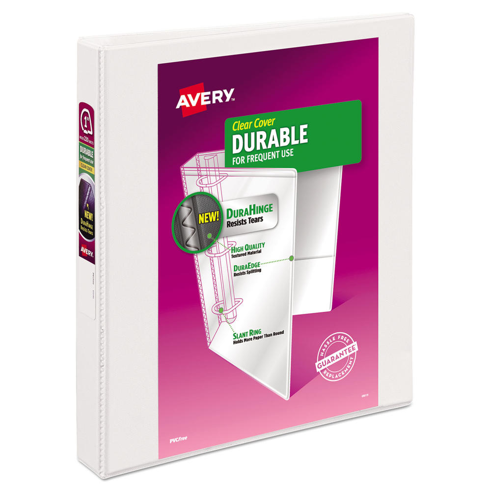 Avery AVE17012 Durable View Binder w/Slant Rings, 11 x 8 1/2, 1" Cap, White