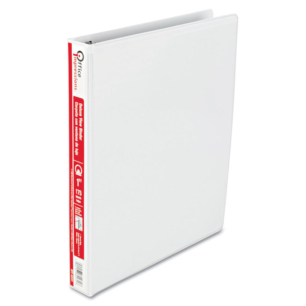 Office Impressions OFF82231  Deluxe Round Ring View Binder, 1" Capacity, White