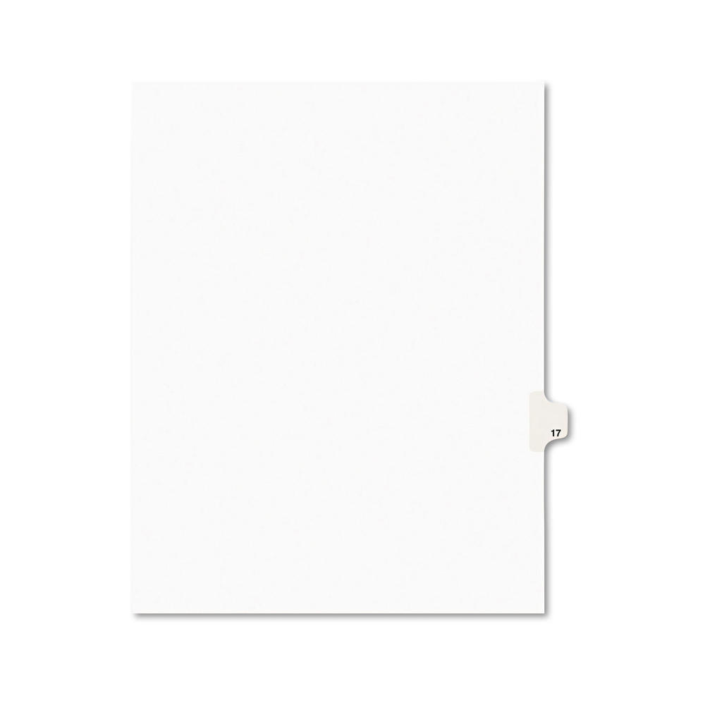 Avery AVE01017 -Style Legal Exhibit Side Tab Divider, Title: 17, Letter, White, 25/Pack