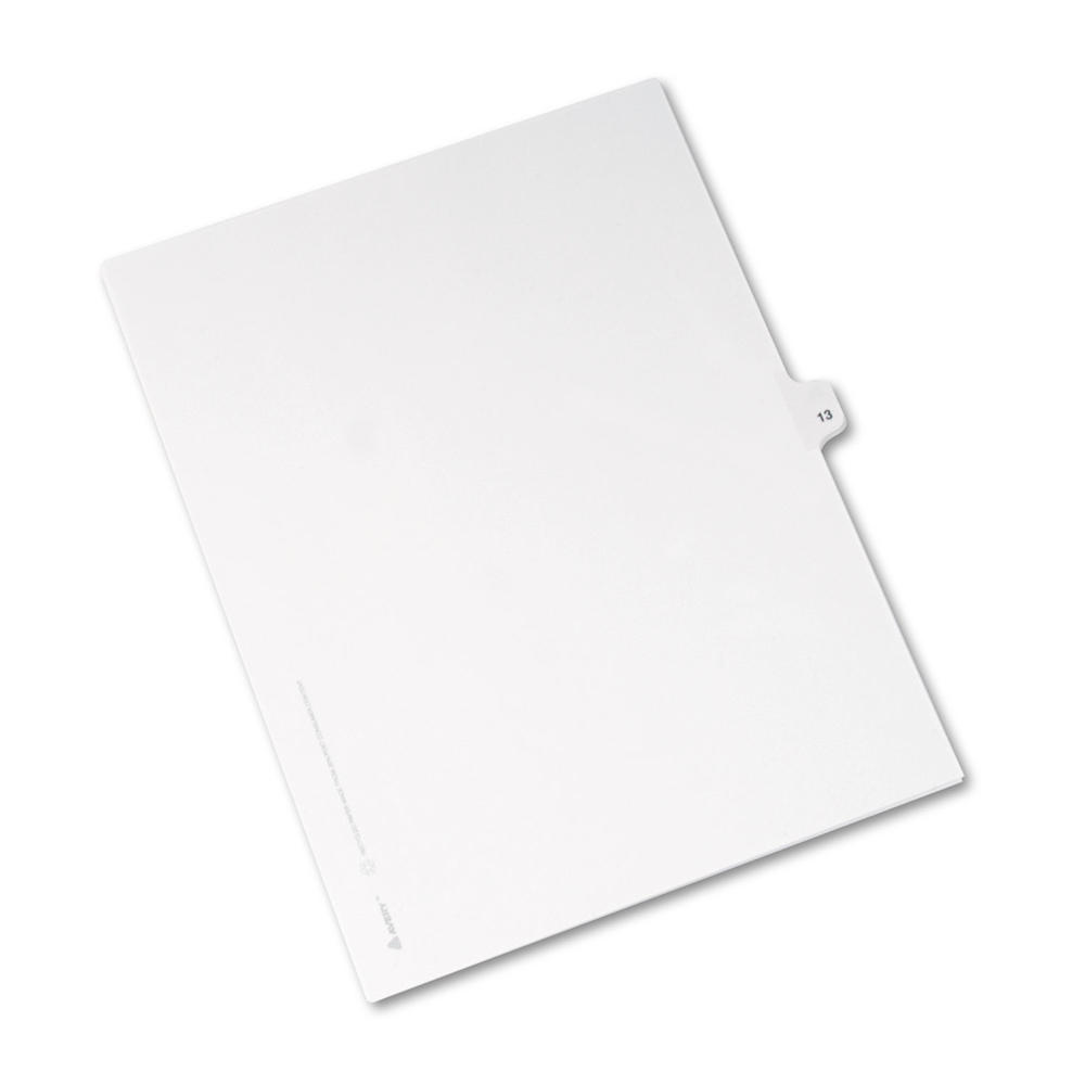 Avery AVE11923 -Style Legal Exhibit Side Tab Divider, Title: 13, Letter, White, 25/Pack