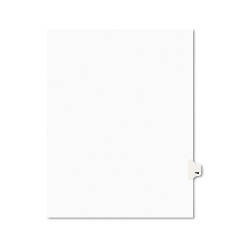 Avery AVE01020 -Style Legal Exhibit Side Tab Divider, Title: 20, Letter, White, 25/Pack