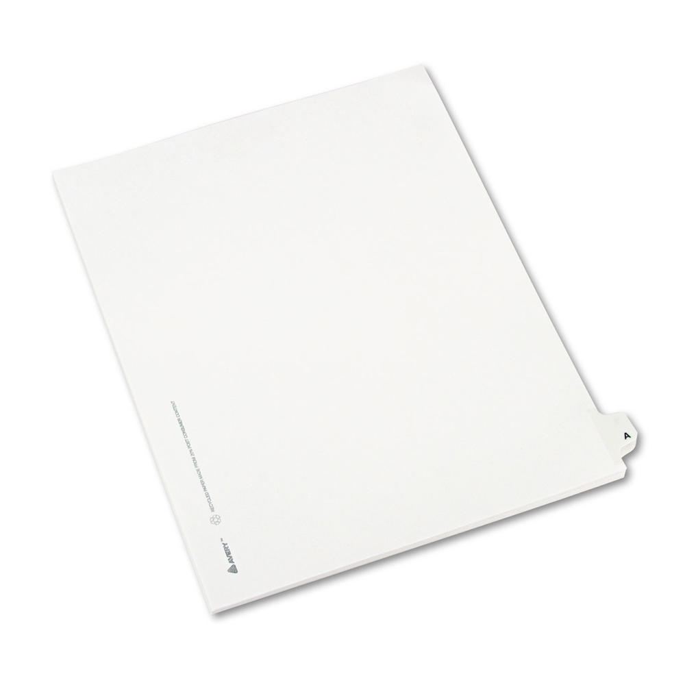 Avery AVE01401 -Style Legal Exhibit Side Tab Dividers, 1-Tab, Title A, Ltr, White, 25/PK