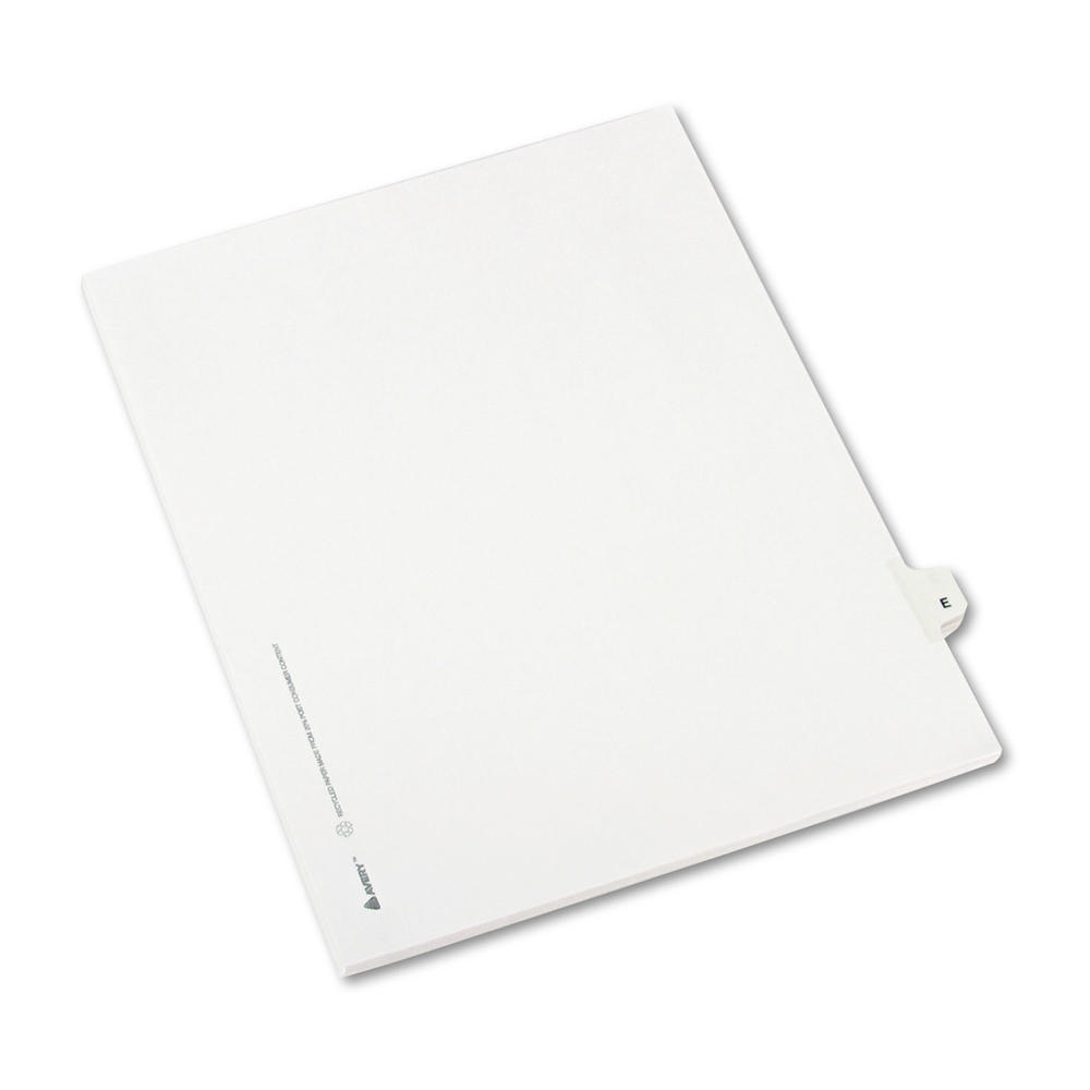 Avery AVE01405 -Style Legal Exhibit Side Tab Dividers, 1-Tab, Title E, Ltr, White, 25/PK