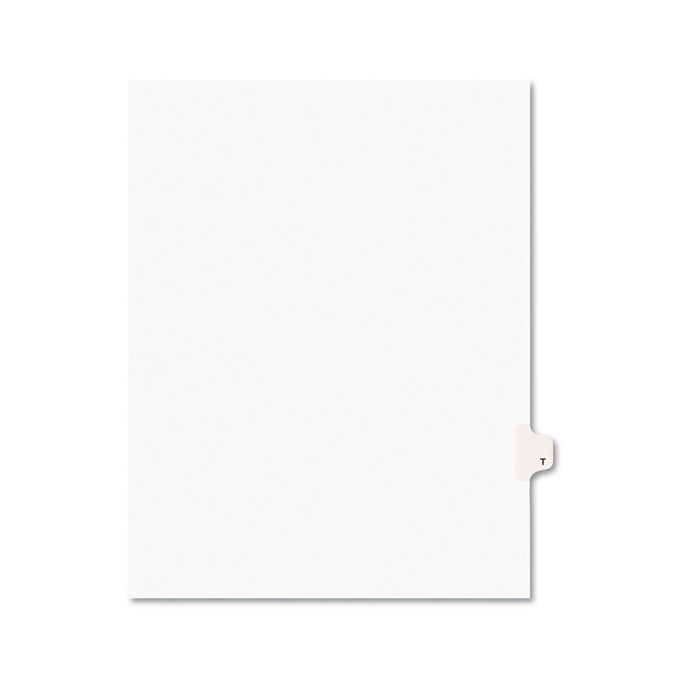 Avery AVE01420 -Style Legal Exhibit Side Tab Dividers, 1-Tab, Title T, Ltr, White, 25/PK