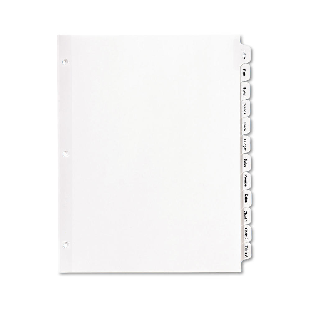 Avery AVE11428 Index Maker Print & Apply Clear Label Dividers w/White Tabs, 12-Tab, Letter