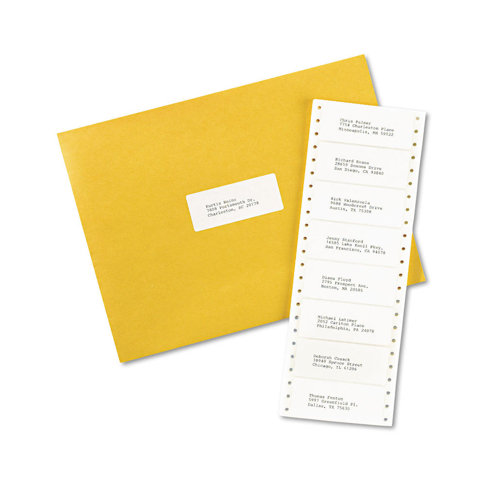 Avery AVE4060  Dot Matrix Mailing Labels, 1 Across, 1 7/16 x 3 1/2, White, 5000/Box