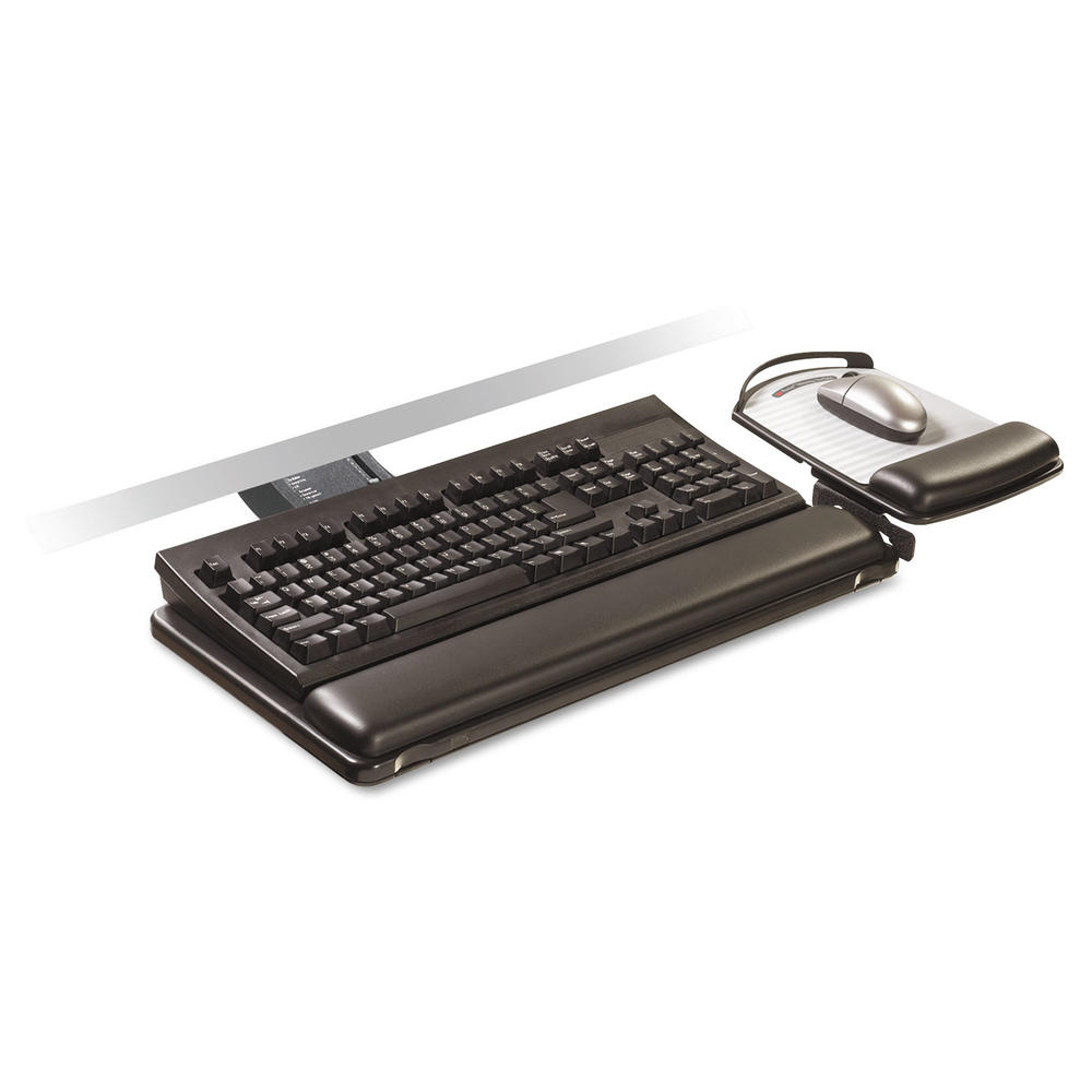 3M MMMAKT180LE ™ Sit/Stand Easy Adjust Keyboard Tray, Highly Adjustable Platform,, Black
