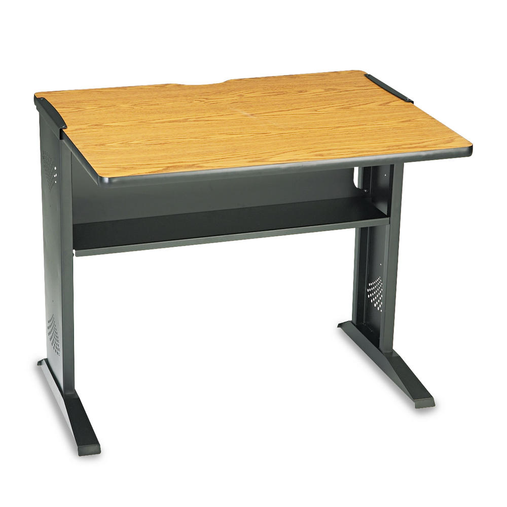 Safco SAF1930 Computer Desk W/ Reversible Top, 35-1/2w x 28d x 30h, Mahogany/Medium Oak/Black