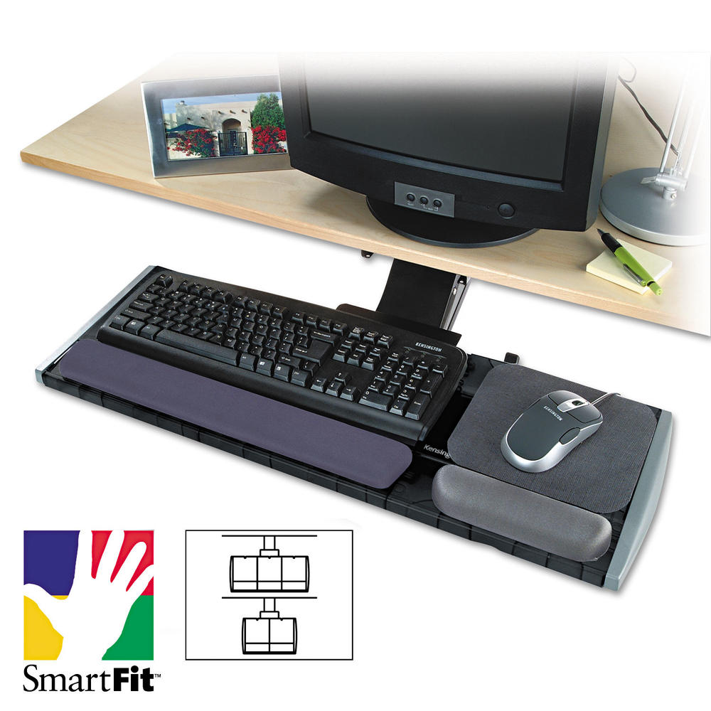 Kensington KMW60718 Adjustable Keyboard Platform with SmartFit System, 21-1/4w x 10d, Black