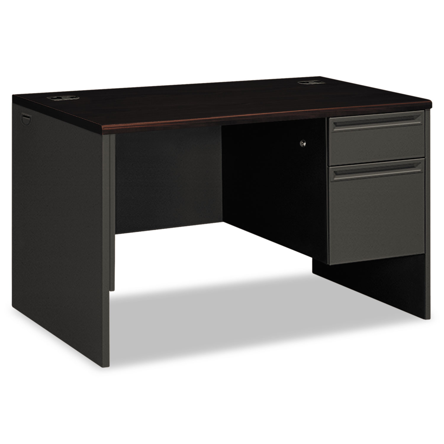 HON HON38251NS 38000 Series Right Pedestal Desk, 48w x 30d x 29-1/2h, Mahogany/Charcoal