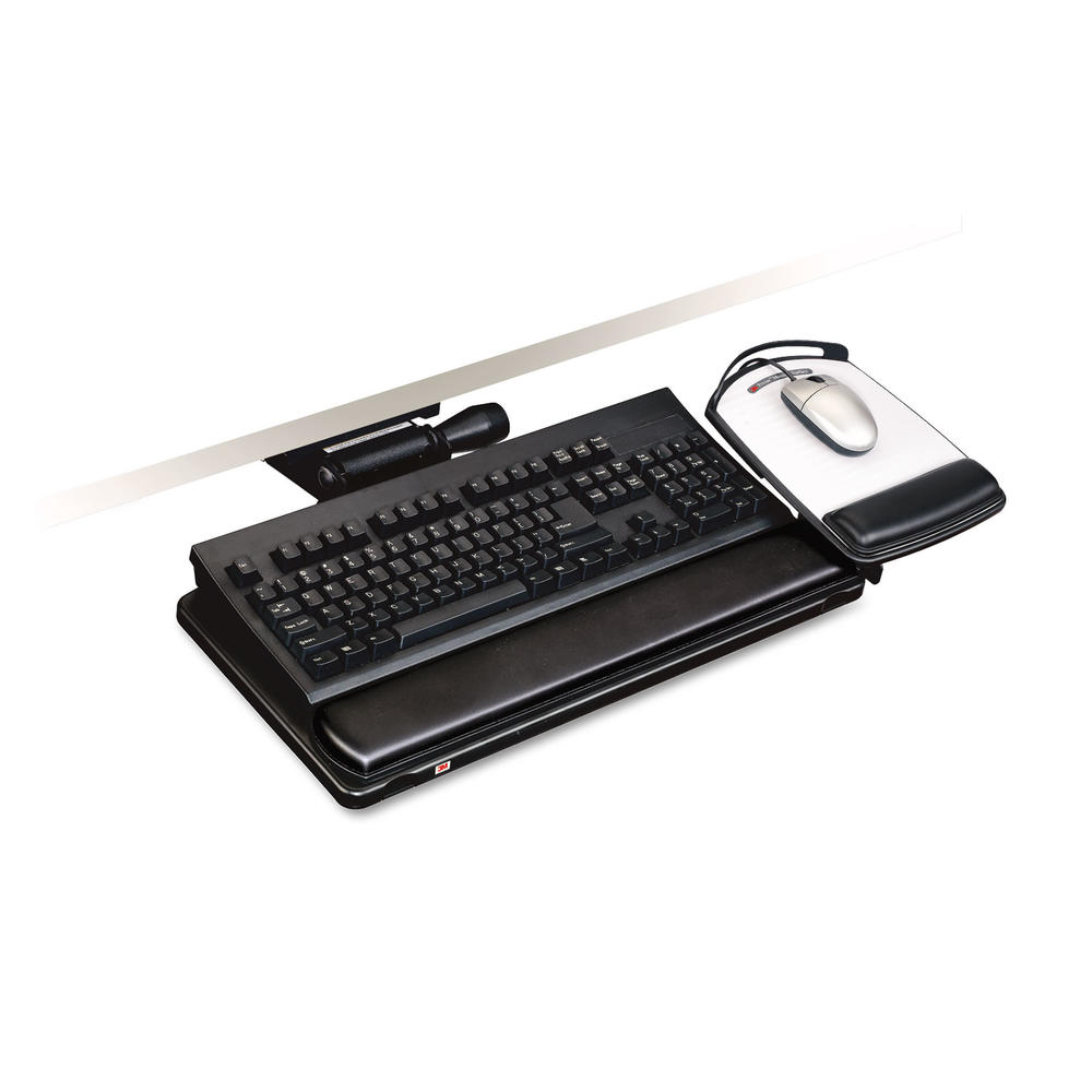 3M MMMAKT150LE ™ Easy Adjust Keyboard Tray, Highly Adjustable Platform, 23" Track, Black
