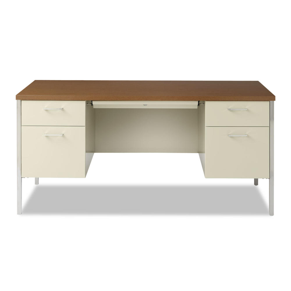 Alera ALESD6030PC Double Pedestal Steel Desk, Metal Desk, 60w x 30d x 29-1/2h, Cherry/Putty