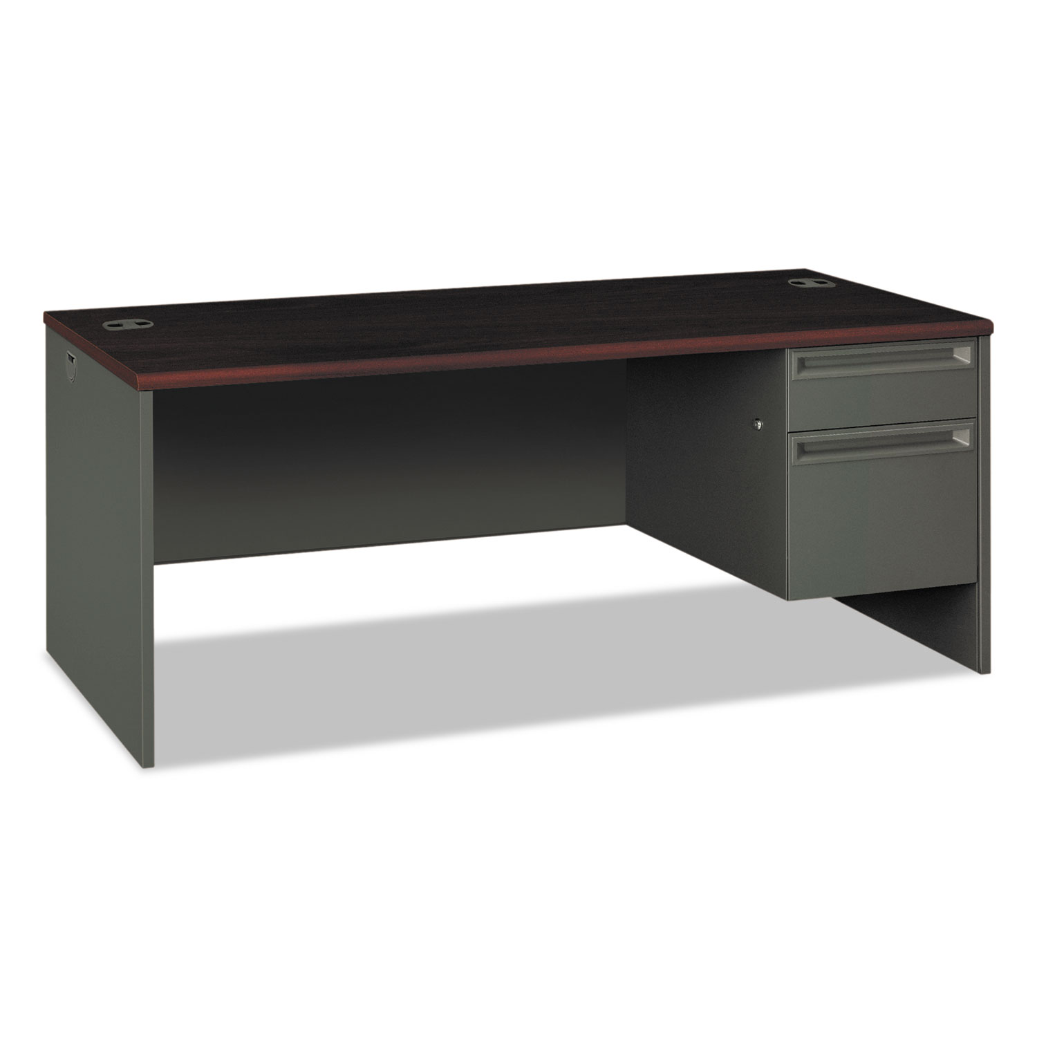 HON HON38293RNS 38000 Series Right Pedestal Desk, 72w x 36d x 29-1/2h, Mahogany/Charcoal
