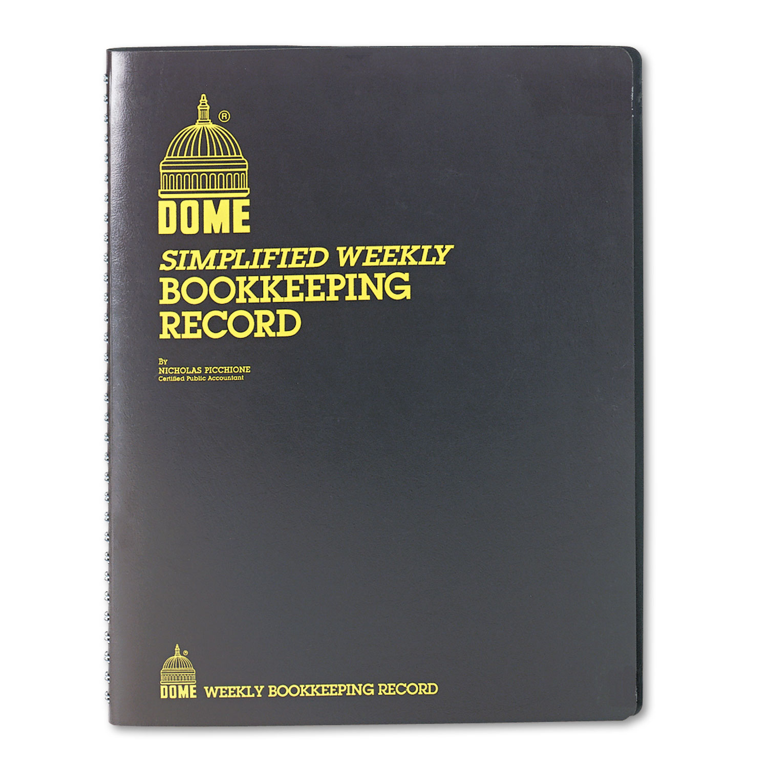 Dome DOM600 Bookkeeping Record, Brown Vinyl Cover, 128 Pages, 8 1/2 x 11 Pages