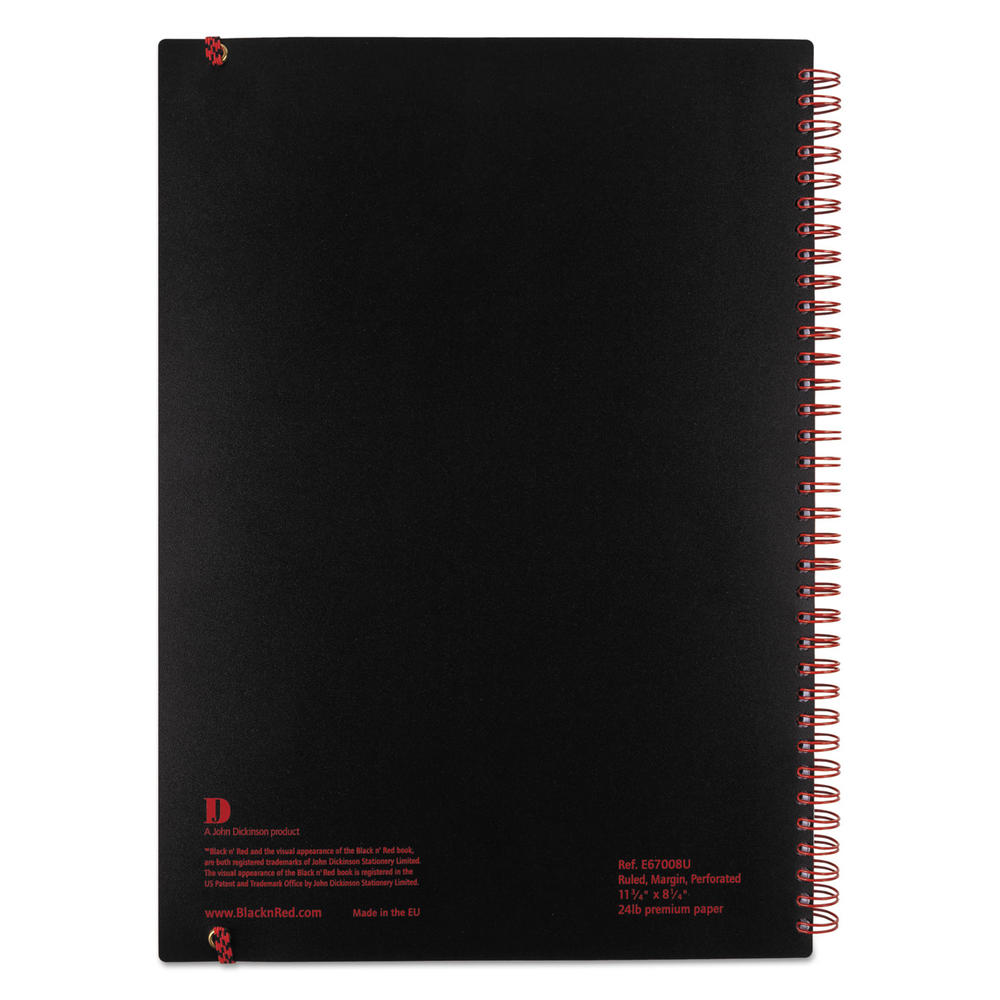 Black n' Red JDKE67008 Twin Wire Poly Cover Notebook, Legal Rule, 11 3/4 x 8 1/4, 70 Sheets