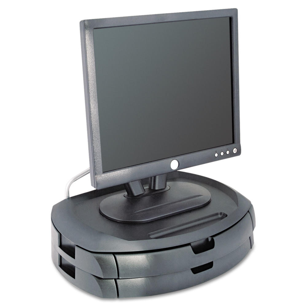 Kantek KTKMS200B LCD Monitor Stand with 2 Drawers, 18 x 12 1/2 x 5, Black
