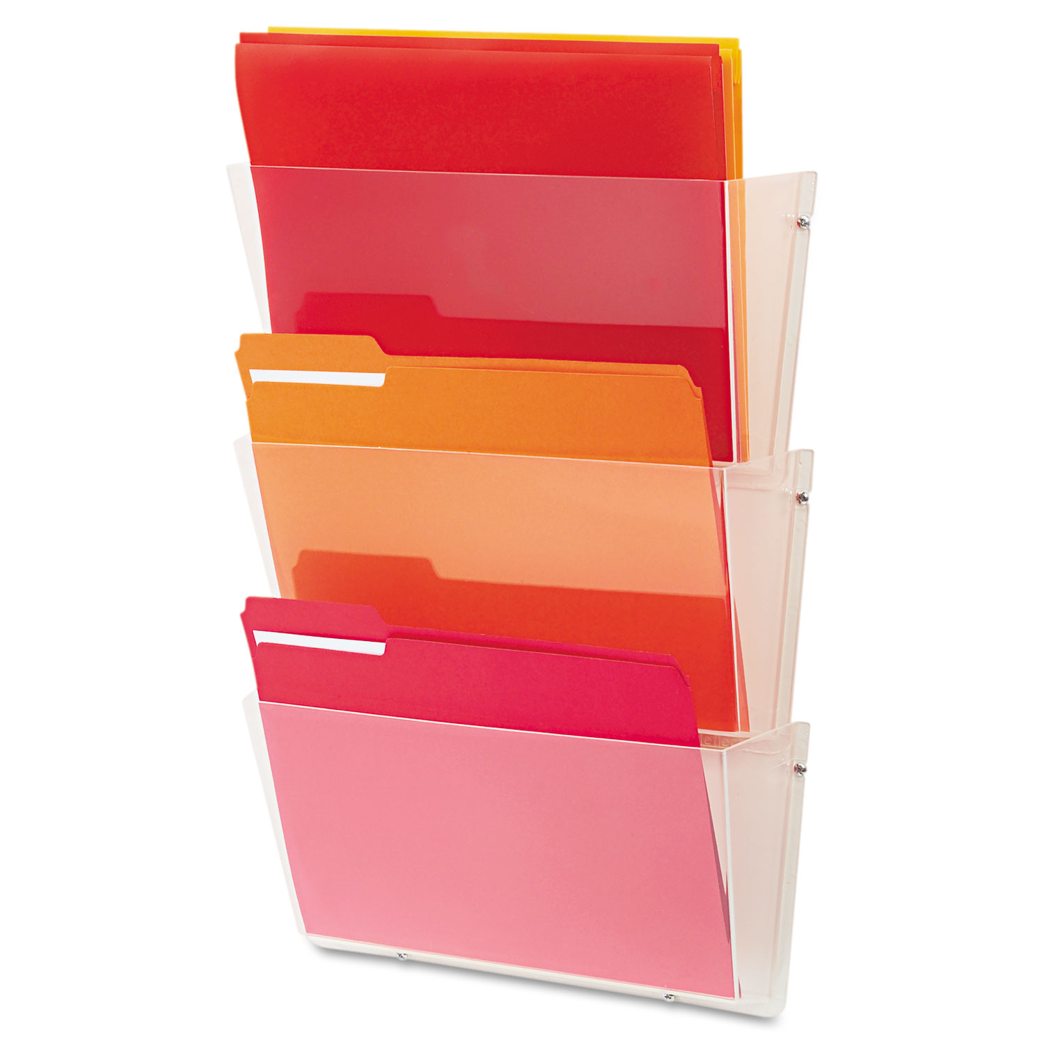 Deflect-O DEF63601RT deflecto Unbreakable Wall File Set, Letter, Three Pocket, Clear