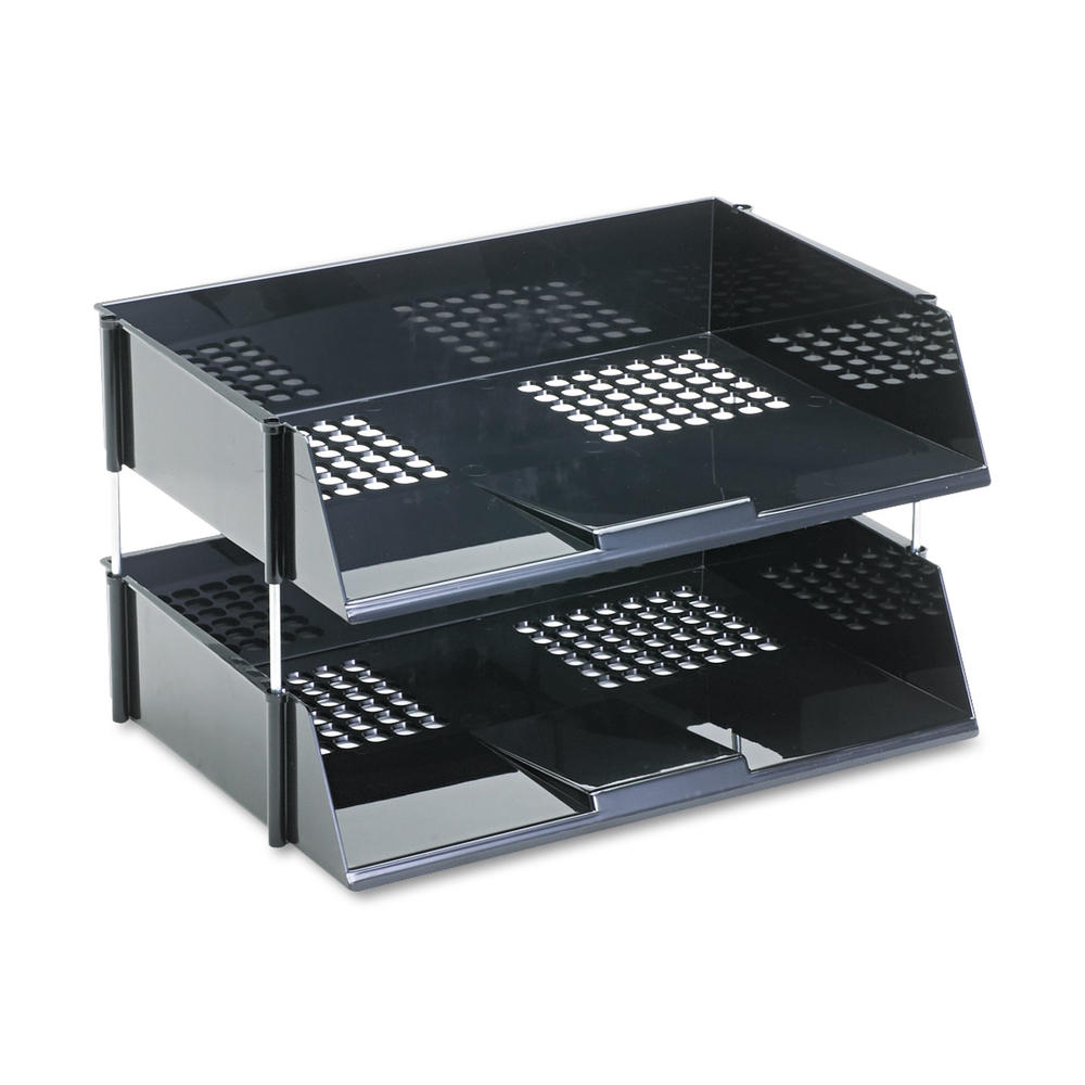 Deflect-O DEF582704 deflecto Industrial Stacking Tray Set, Two Tier, Plastic, Black
