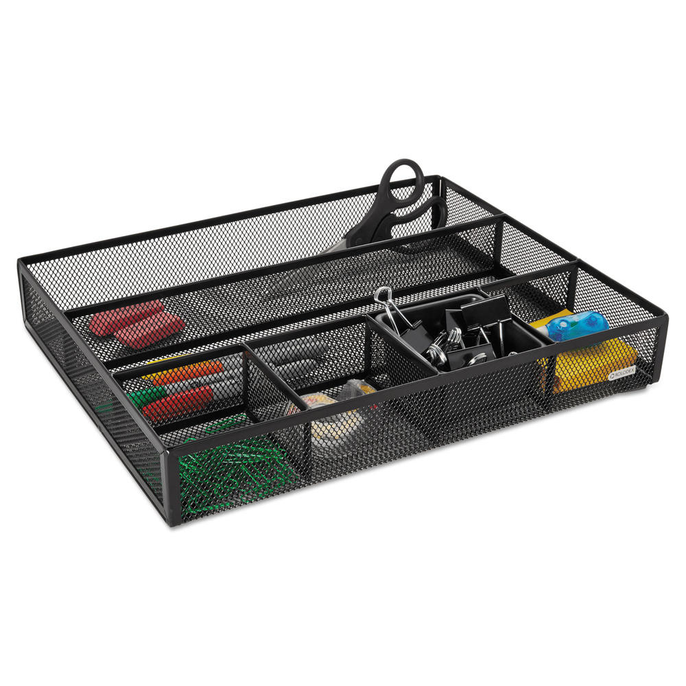 Rolodex ROL22131 Deep Desk Drawer Organizer, Metal Mesh, Black