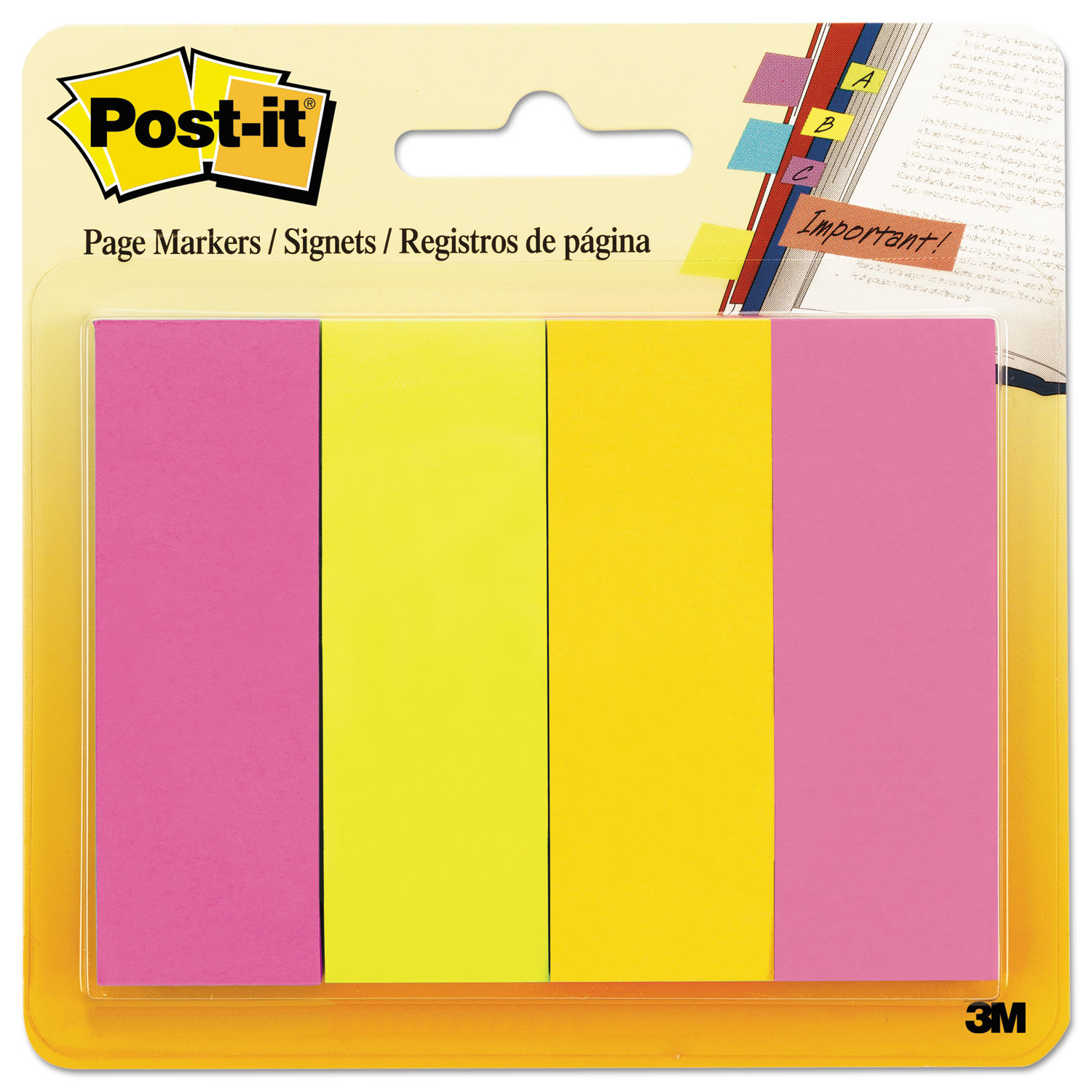 Post-it MMM6714AU  Page Flag Markers, Assorted Brights, 50 Strips/Pad, 4 Pads/Pack