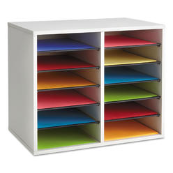 Safco Adjustable 12-Slot Wood Literature Organizer - 12 Compartment(s) - 16.1" Height x 19.6" Width x 11.9" Depth - Desktop - Ad
