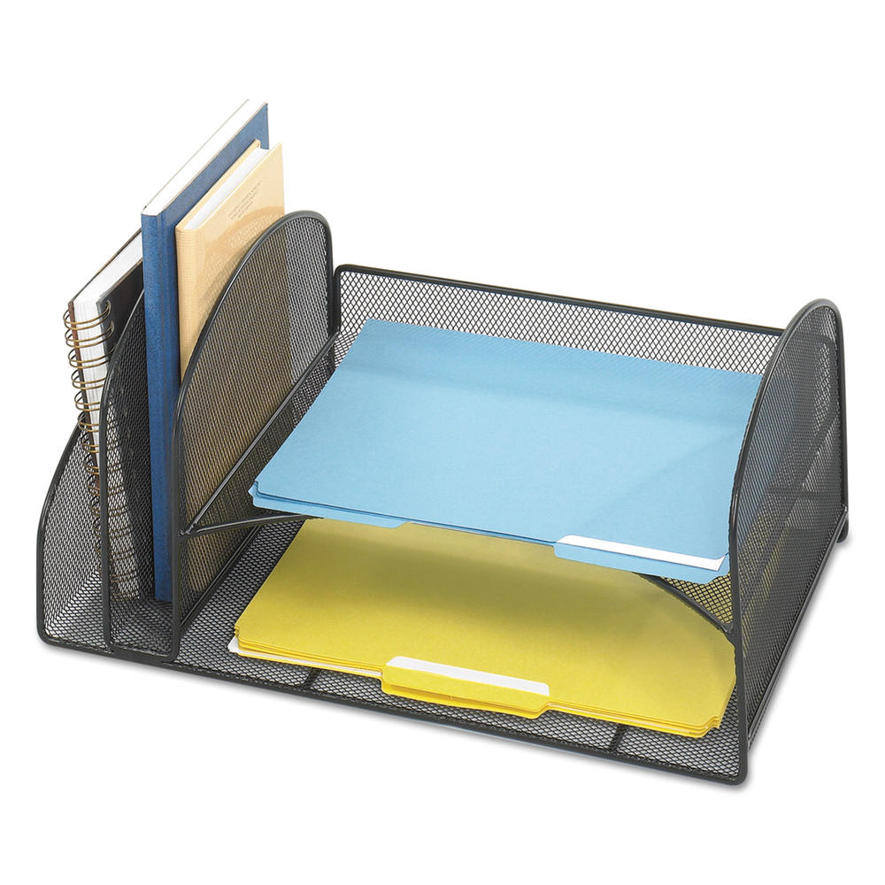 Safco SAF3264BL Desk Organizer, Two Vertical/Two Horizontal Sections, 17 x 10 3/4 x 7 3/4, Black