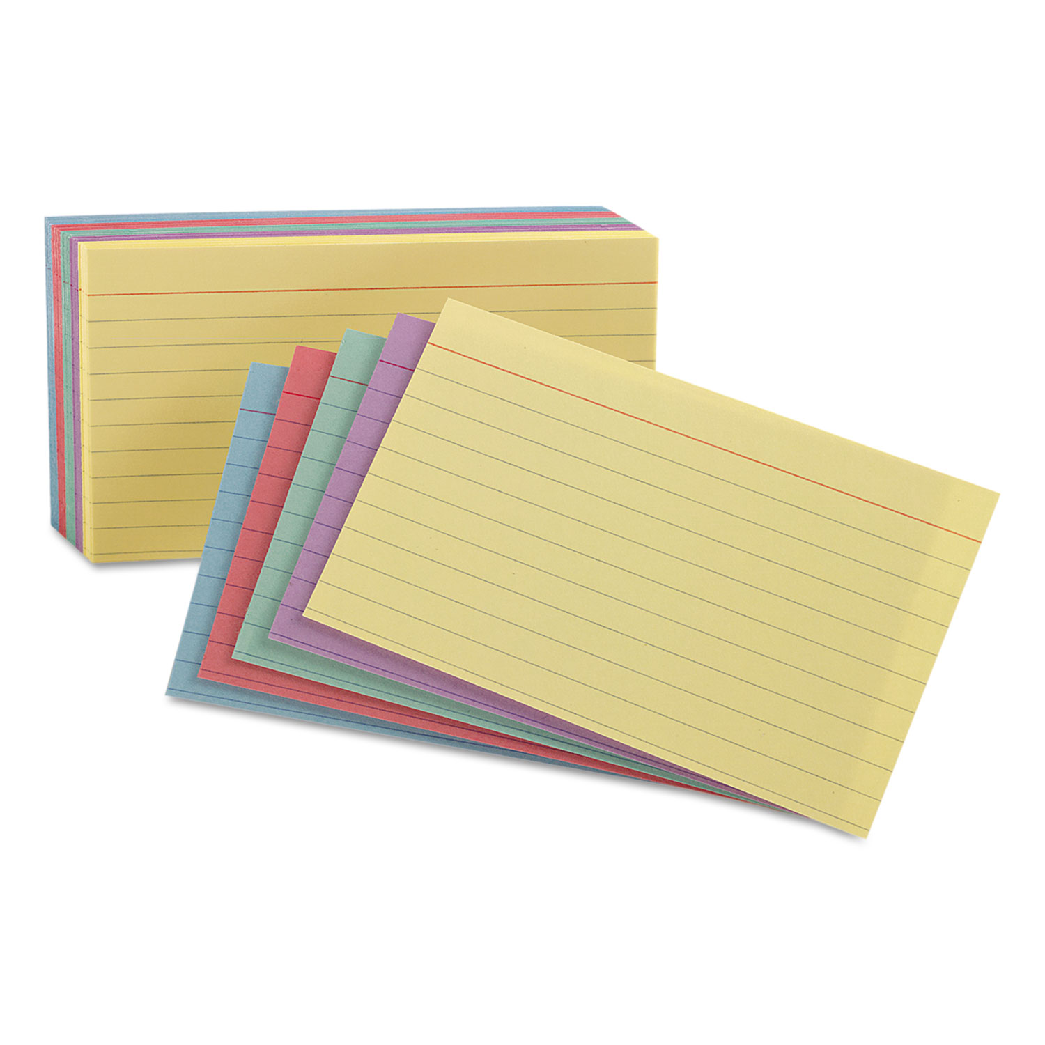 Oxford oxf35810 Ruled Index Cards, 5 x 8, Blue/Violet/Canary/Green/Cherry, 100/Pack