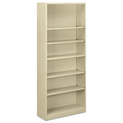 HON Steel Bookcases-6 Shelf Metal Bookcase, 34-1/2x12-5/8x81-1/8, Putty