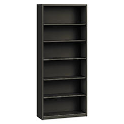 HON Metal Bookcase, Six-Shelf, 34-1/2w x 12-5/8d x 81-1/8h, Charcoal