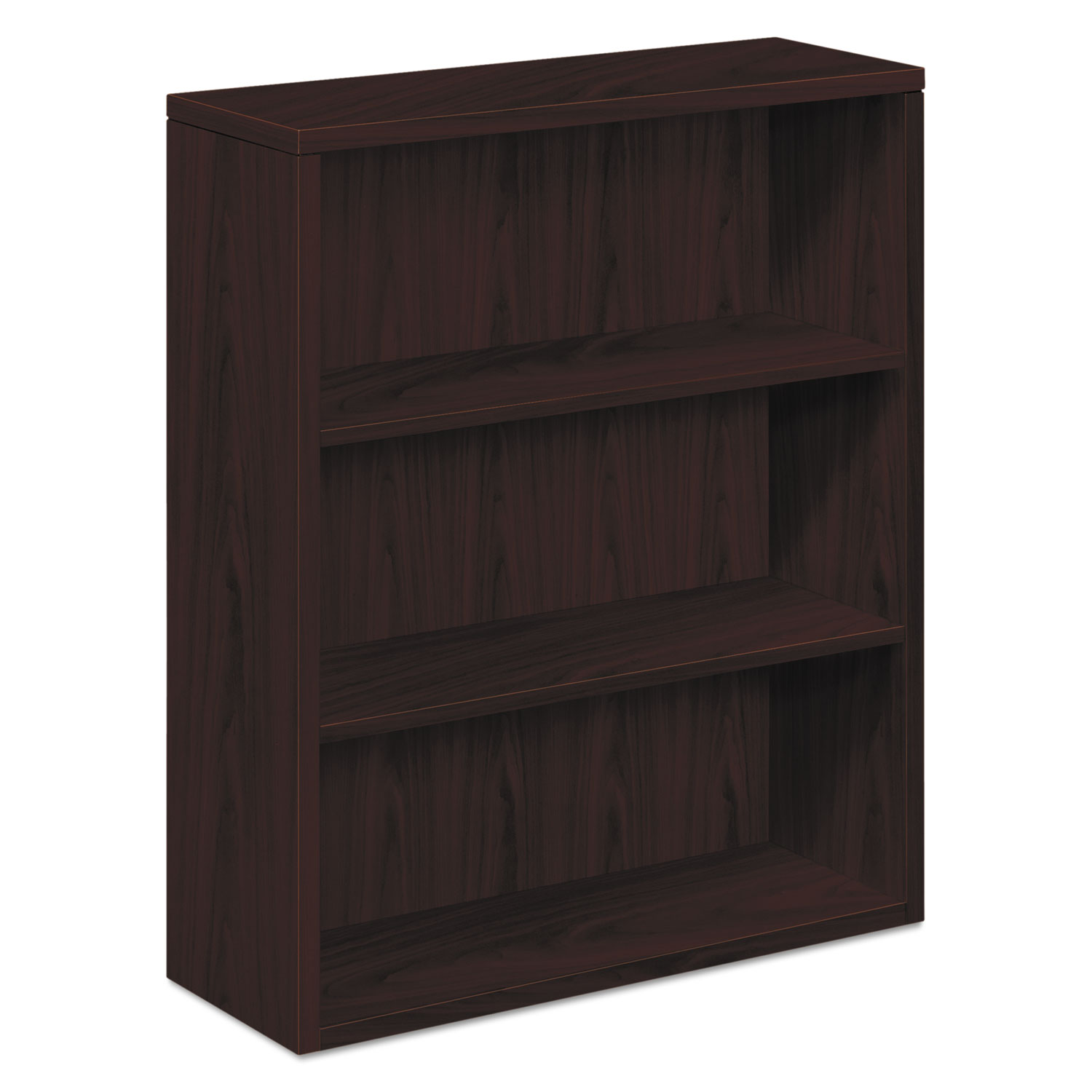HON 10500 Series Laminate Bookcase, Three-Shelf, 36w x 13-1/8d x 43-3/8h, Mahogany