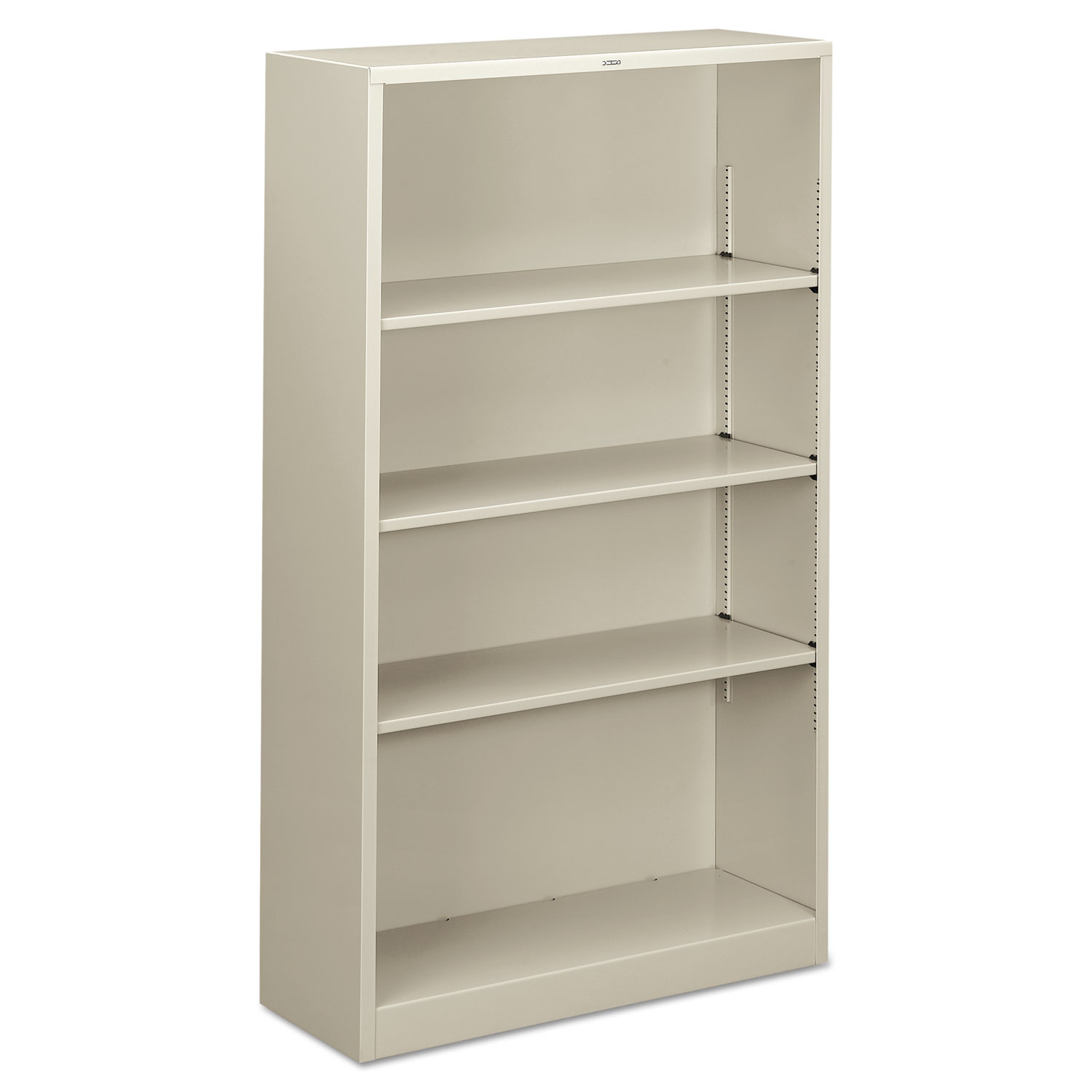 HON Metal Bookcase, Four-Shelf, 34-1/2w x 12-5/8d x 59h, Light Gray