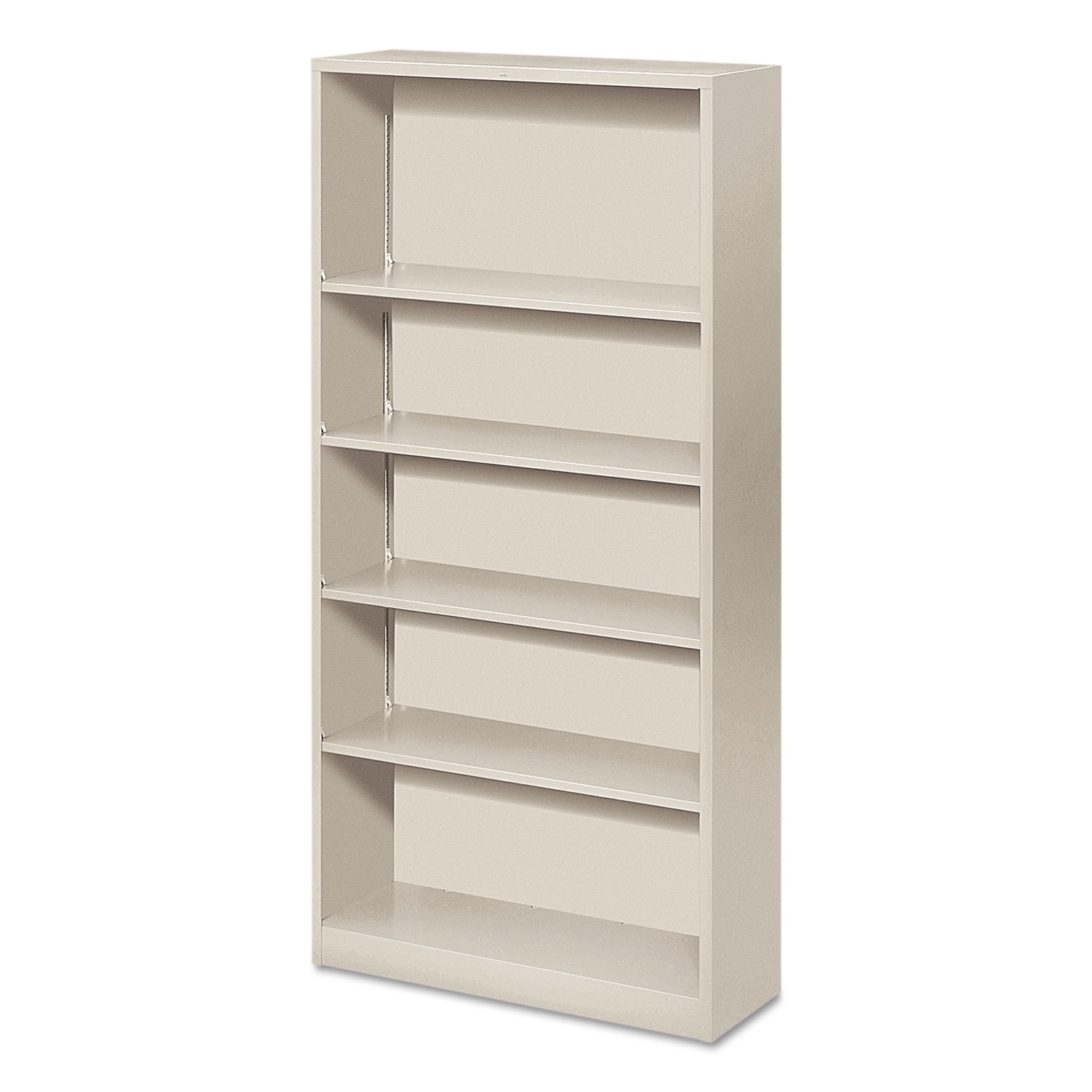 HON Metal Bookcase, Five-Shelf, 34-1/2w x 12-5/8d x 71h, Light Gray